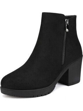DREAM PAIRS Women's Black Block Heel Chelsea Ankle Boots 3-Inch Fall Booties